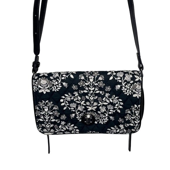 Vera Bradley Chandelier Noir Crossbody Purse Shoulder Bag Black White Floral - Picture 2 of 12